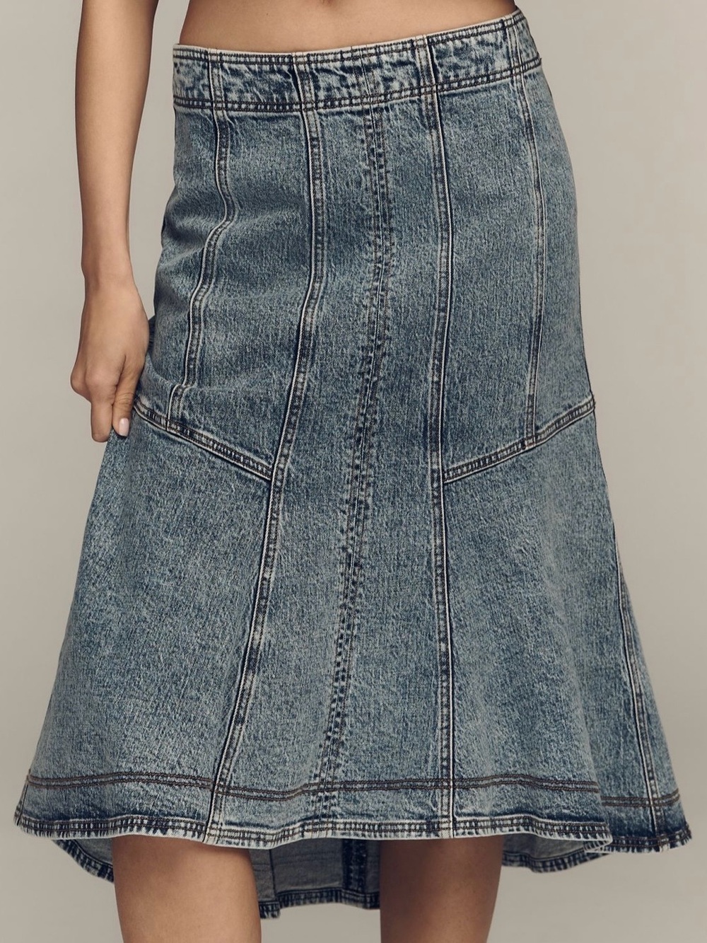 Anthropologie Pilcro Denim Seamed Midi Skirt XL NWT runs large